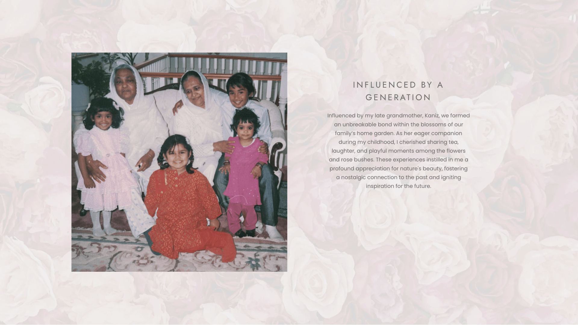 Kanizsa Florals brand story section