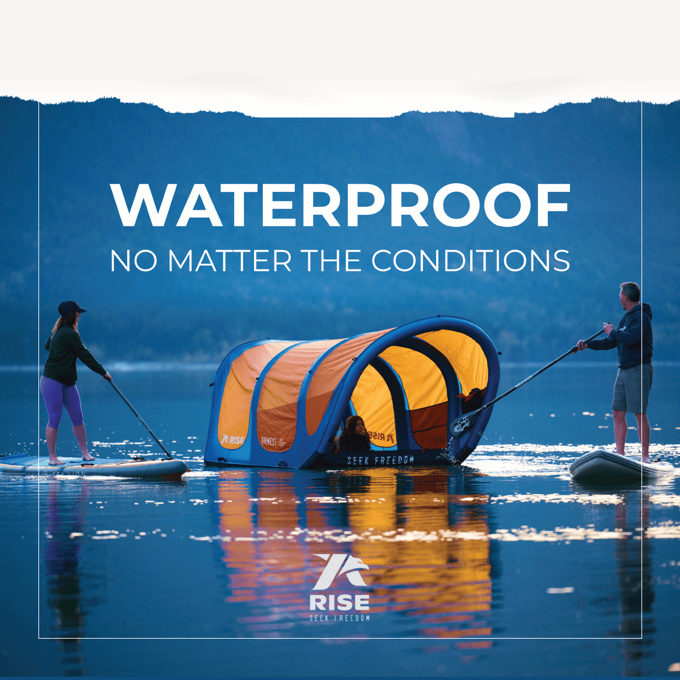 Rise Outdoor waterproof tent on water